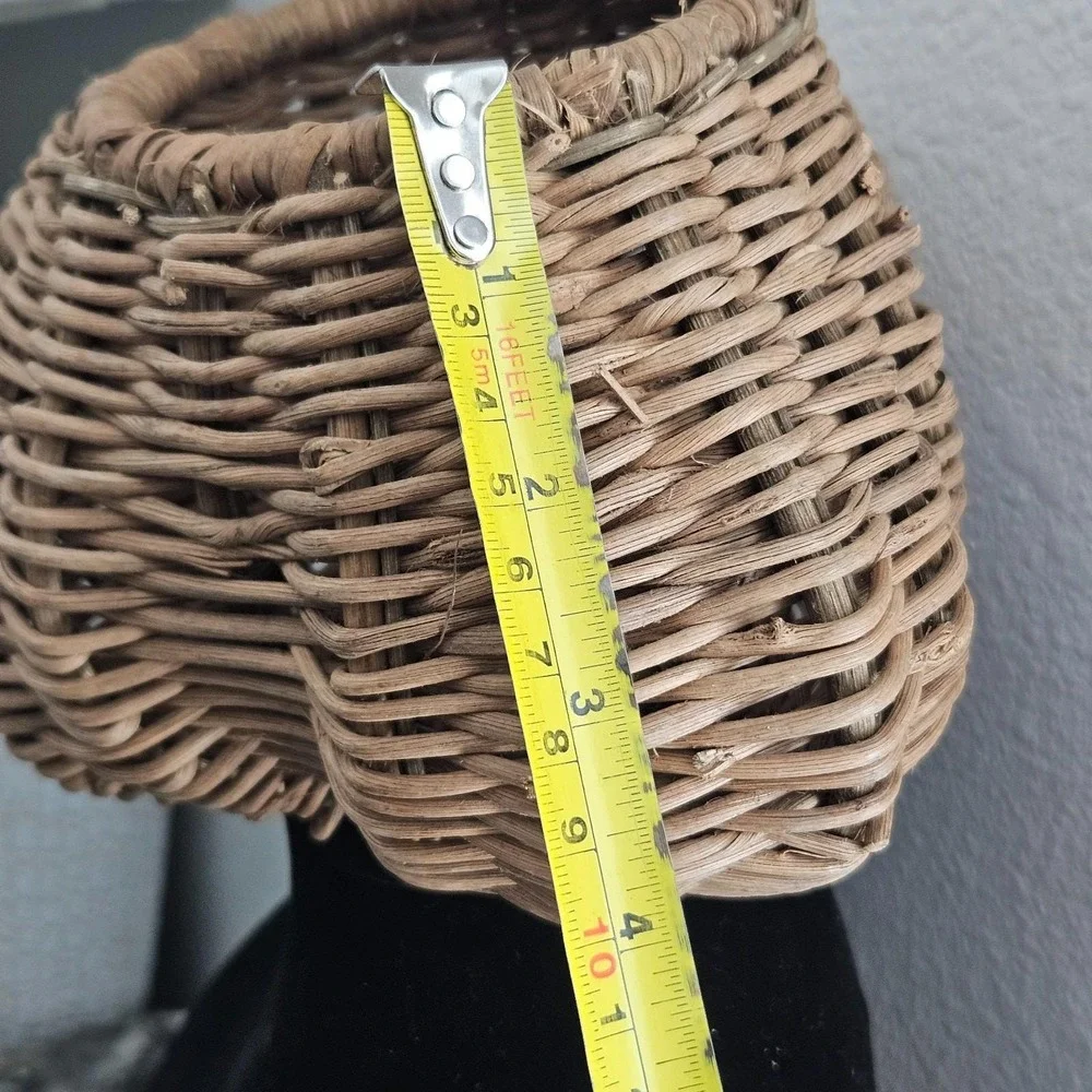 Antique Primitive Hand Woven Split Wood‎ Buttocks Handle Gathering Eggs Basket